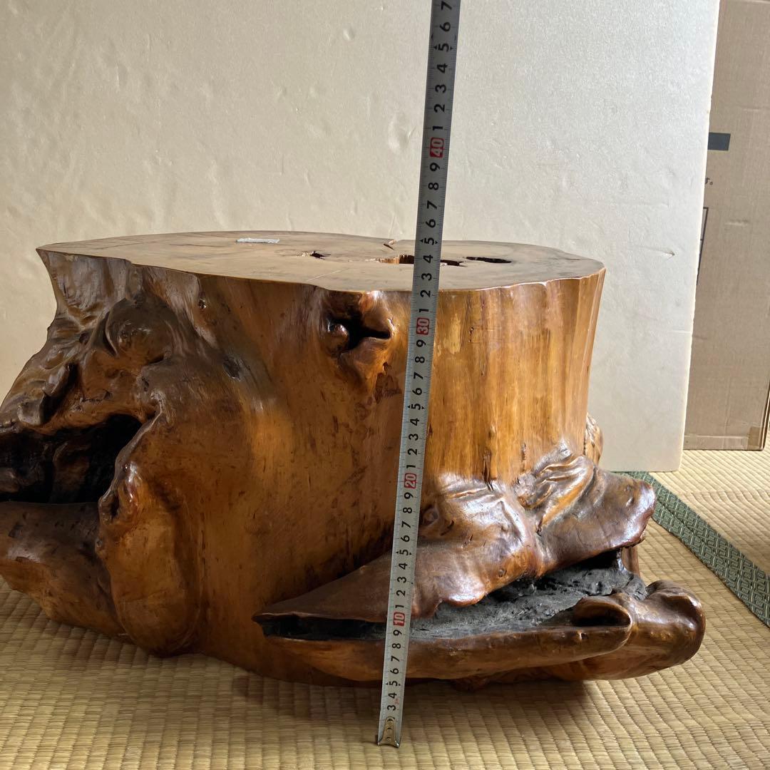 天然木 台座 切り株 無垢材 民芸品 木彫り 熊用 台座 重厚　特大　ビンテージ