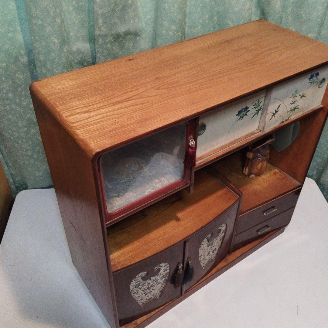 100年前　茶箪笥　飾り棚　サイドボード　桐家具　手作り　大正　昭和　民芸家具