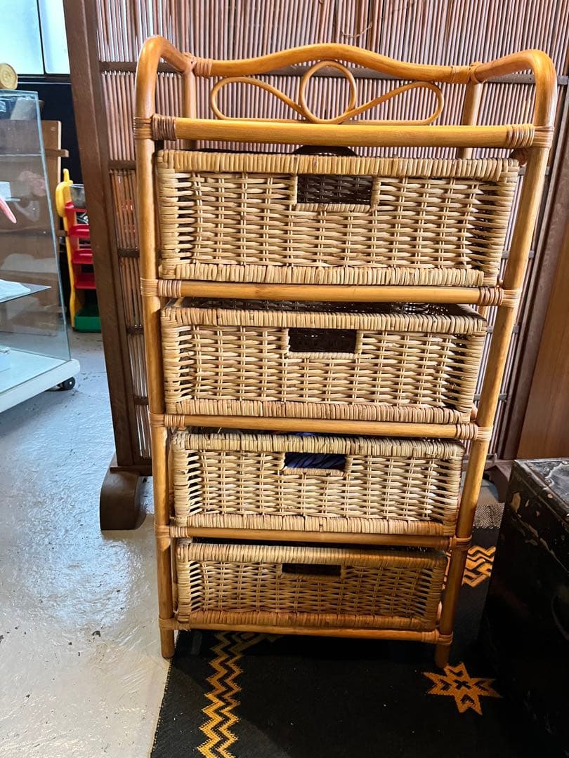 籐/ラタン/収納/ラック/レトロ
