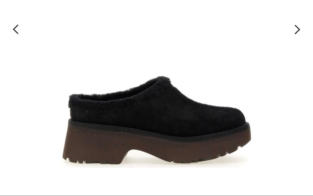 UGG W NEW HEIGHTS COZY CLOG黒スエードムートンサンダル