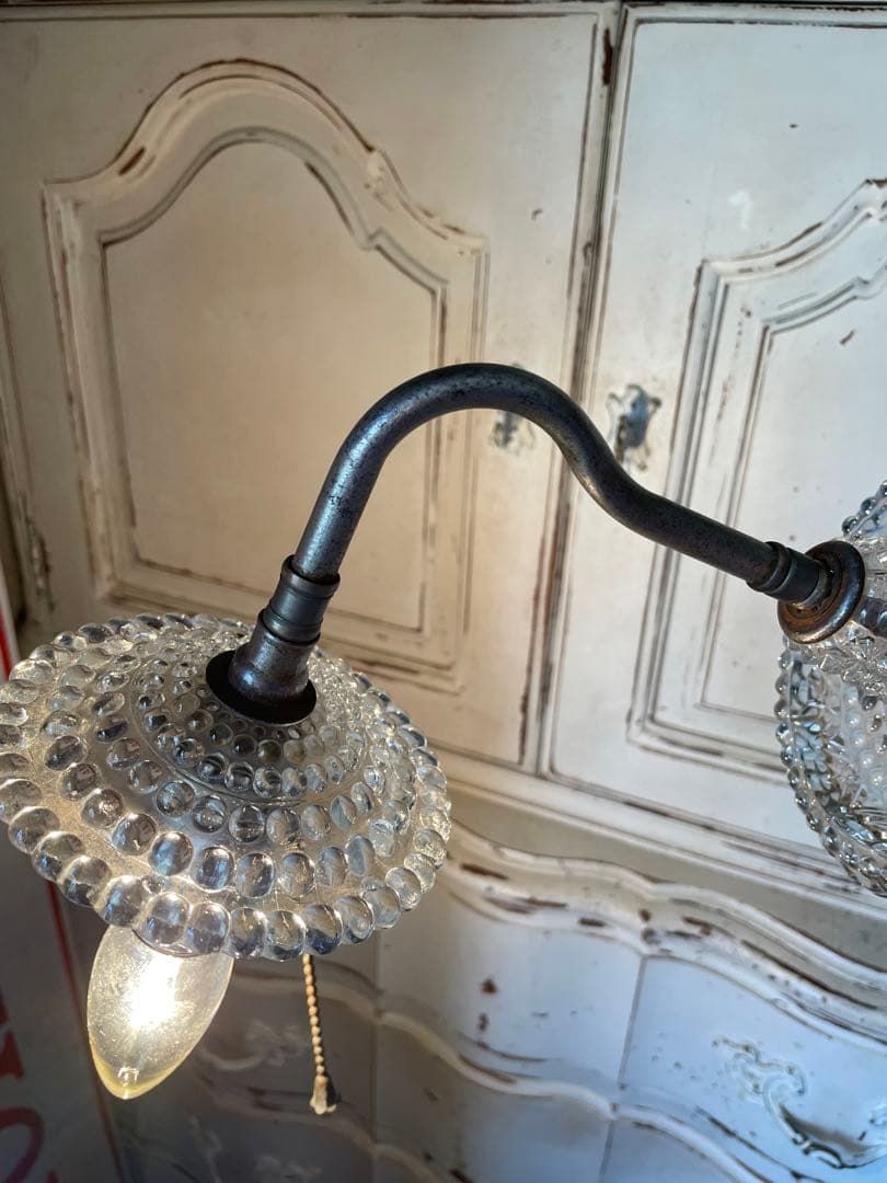 アンティーク　ウォール　壁掛け　ランプ　ミルクガラス　ガラス　シェード　アメリカ