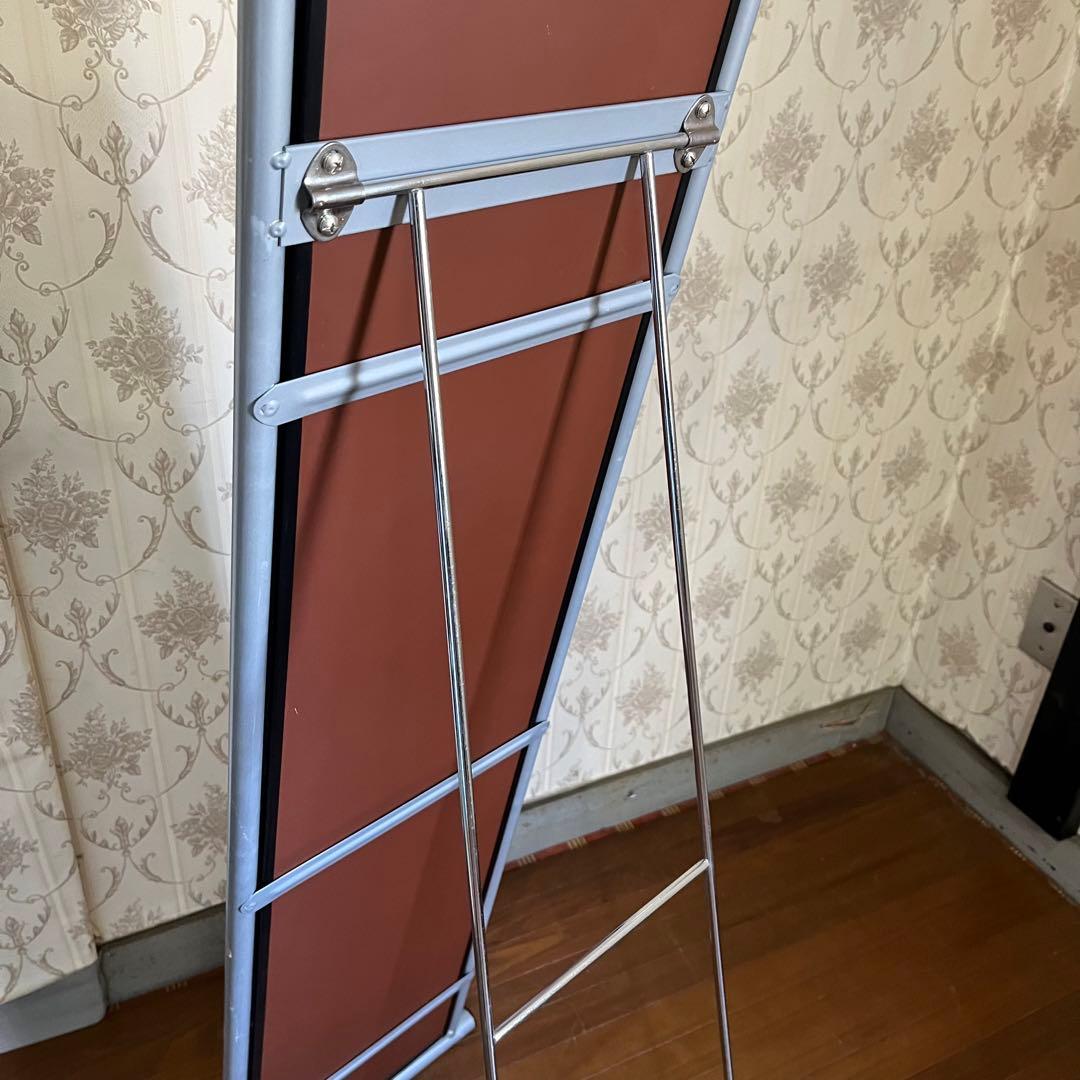 【インダストリアル】アルミフレーム アイアン スタンドミラー 全身鏡 シルバー