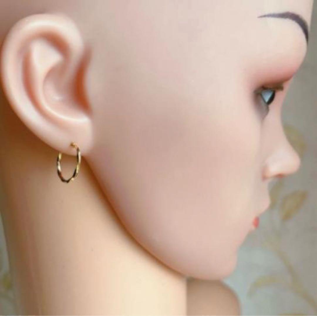 18K ピアス フープ フープピアス 片耳 片方 1個 K18 新品 本物