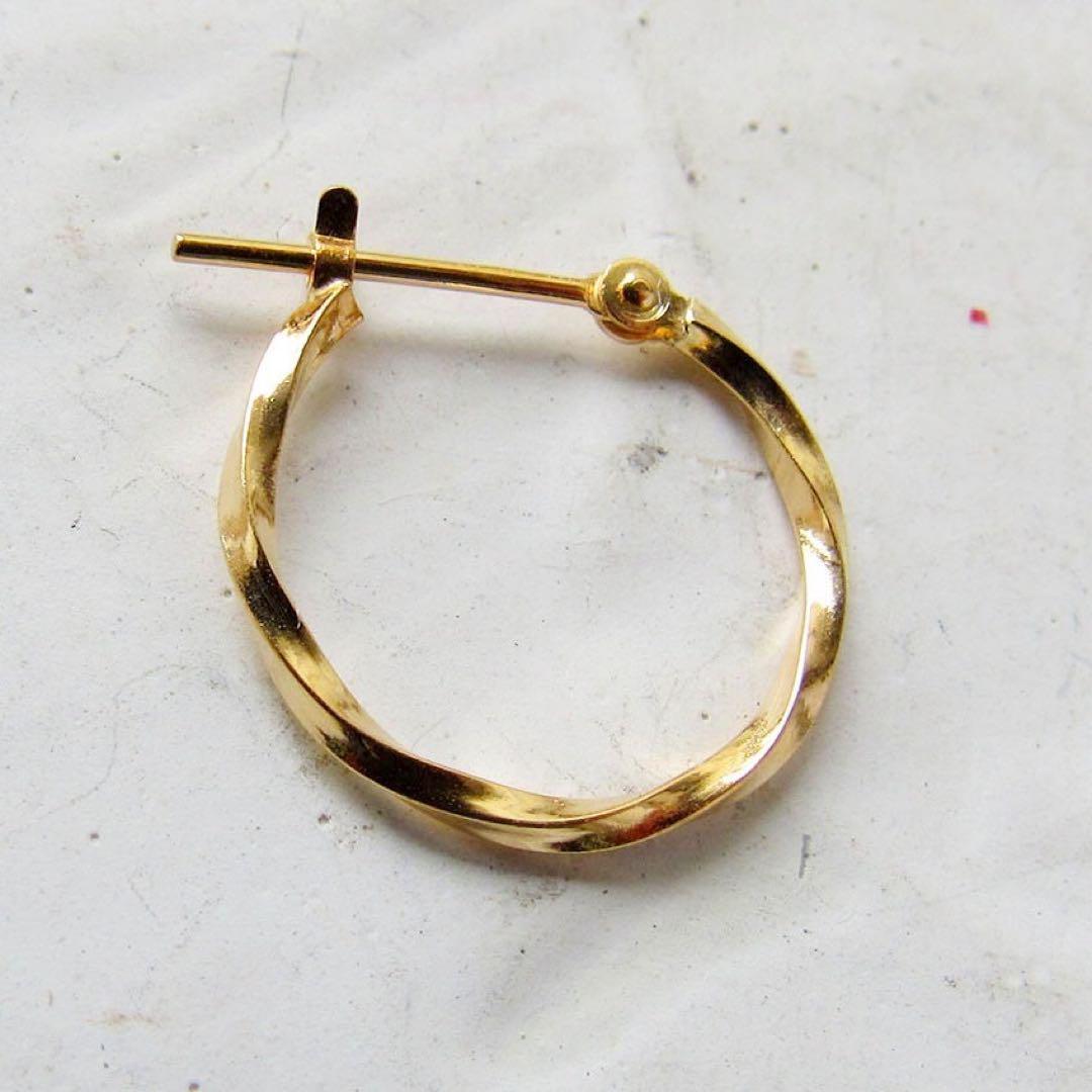 18K ピアス フープ フープピアス 片耳 片方 1個 K18 新品 本物