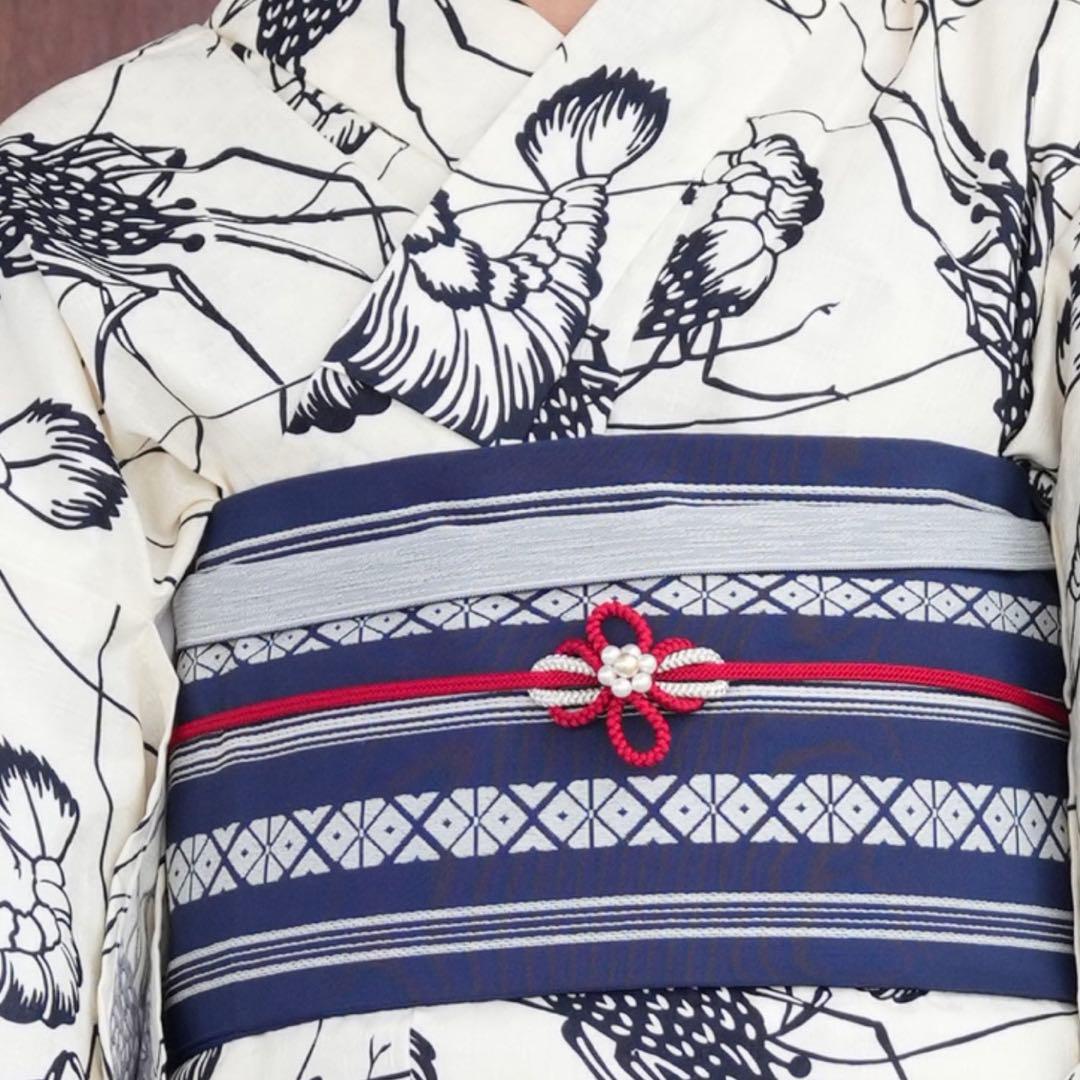 ニコアンティークオリジナル　国内染色 古典柄レトロ　伊勢海老　浴衣　花火大会