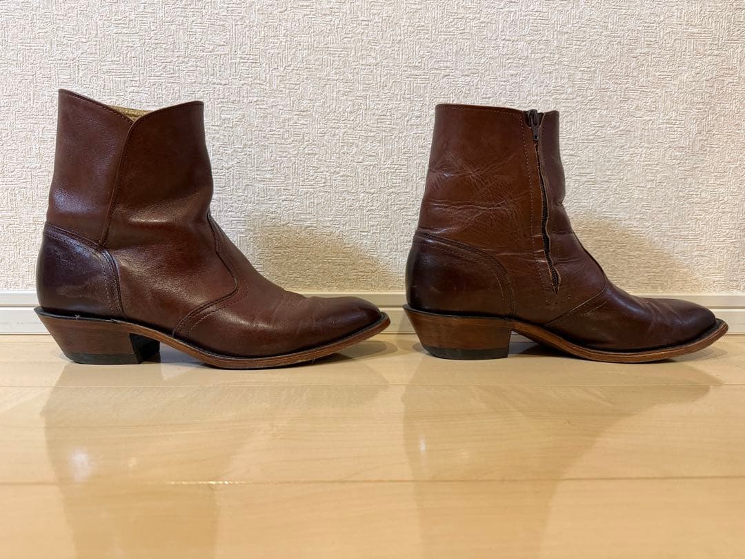 ブラウン Boulet ジッパー付き ウエスタンブーツ US 11