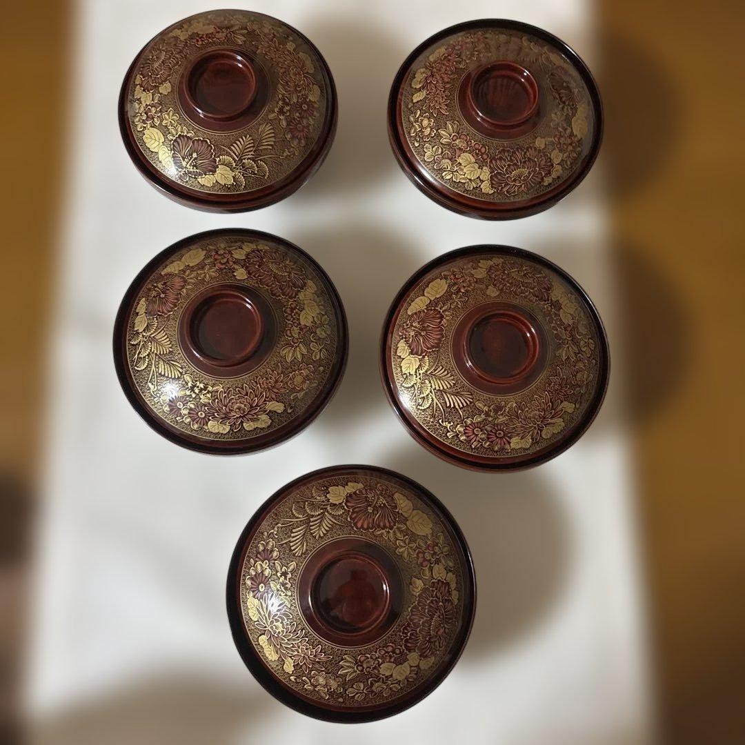 輪島塗　塩安作　吸物椀　5客