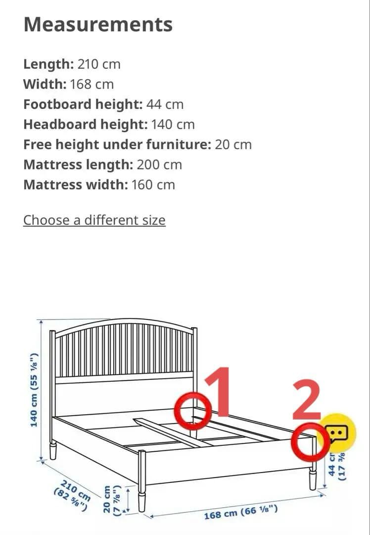 TYSEDAL ベッドフレーム ホワイト クイーンサイズ