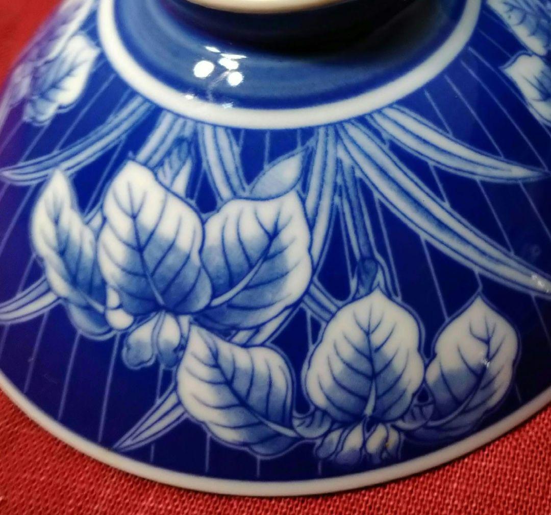 ♥素敵なヴィンテージ品♥高級感漂う鮮やかな有田焼♥染付けコバルトブルー茶碗7皿