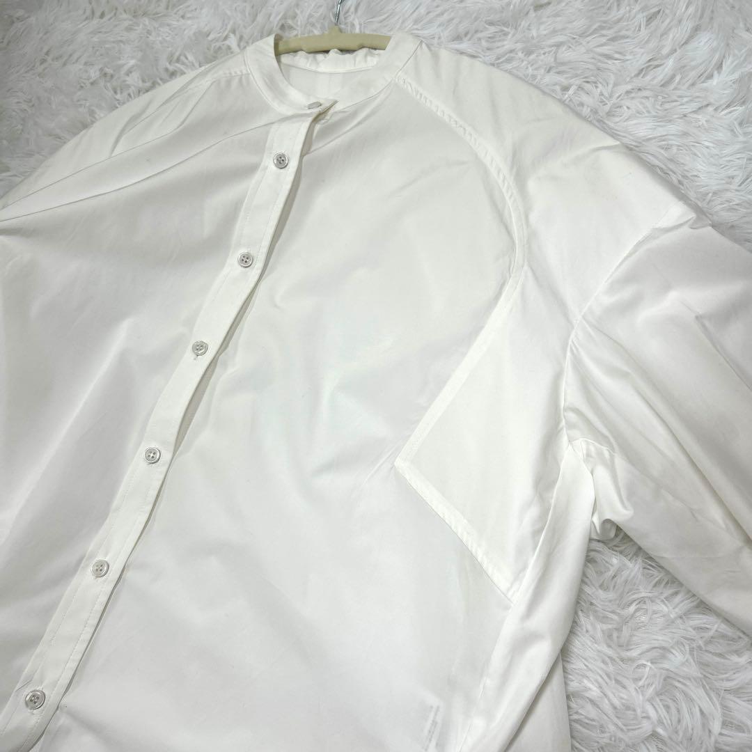 美品 MACCHATスタンドカラー オーバーサイズシャツ ホワイト