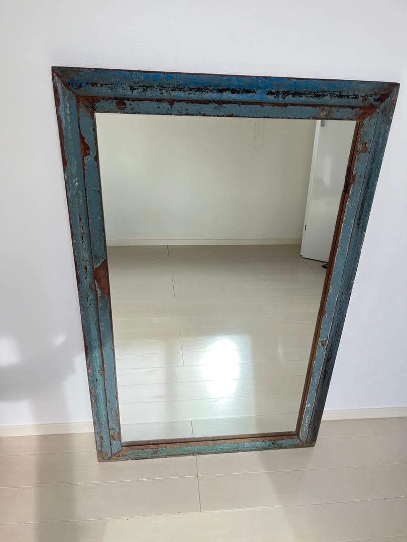 ヴィンテージ アンティークミラー　ブルー