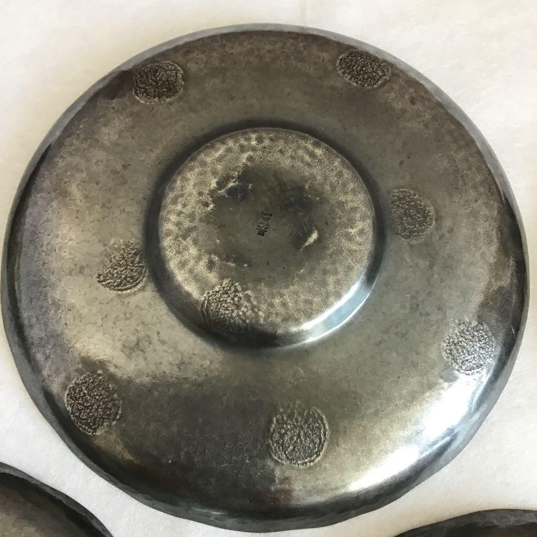 茶道具　純銀茶托大10枚　一鳳斎造と錫製(推定)茶托小5枚　共箱　S1012CT