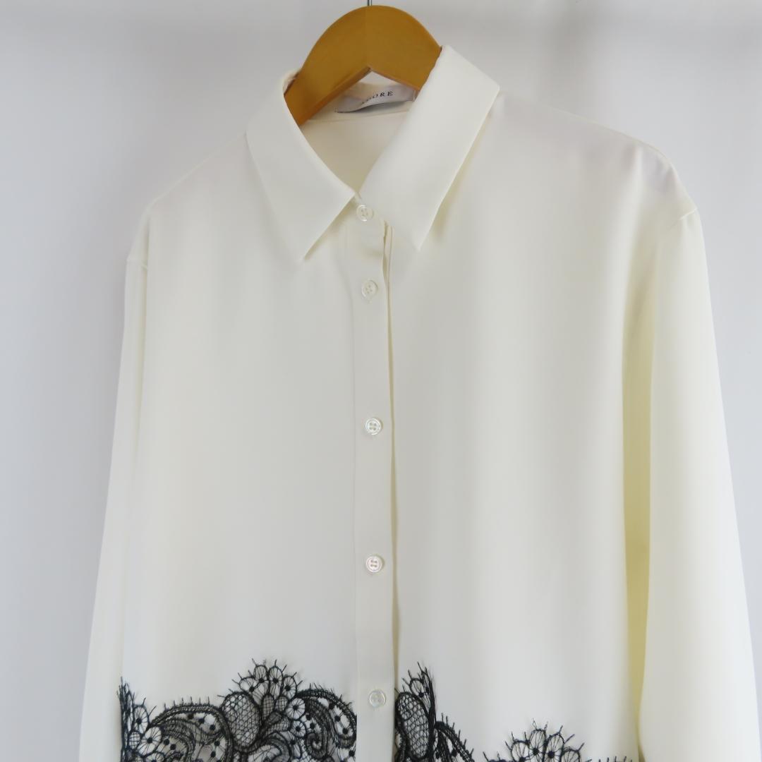 新品 25AW ADORE バイカラー レース ライトジョーゼットブラウス 38