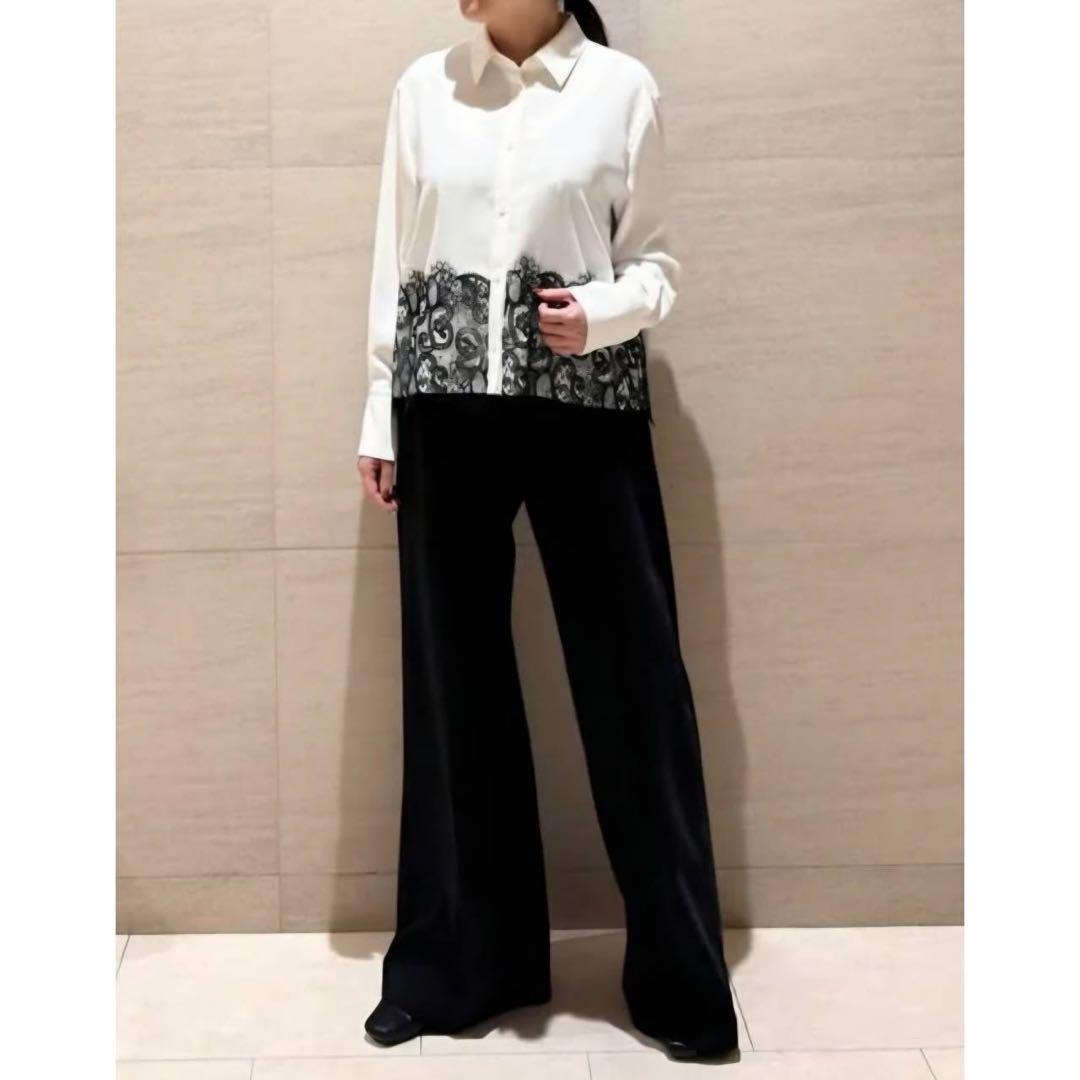 新品 25AW ADORE バイカラー レース ライトジョーゼットブラウス 38