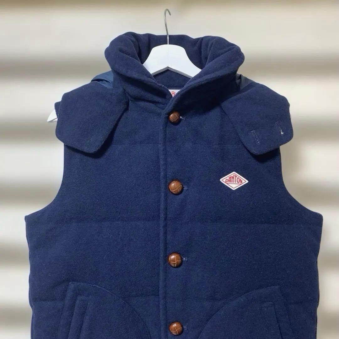 美品！DANTON×BEAMS ウールモッサ ダウンフード付きベスト 42 別注