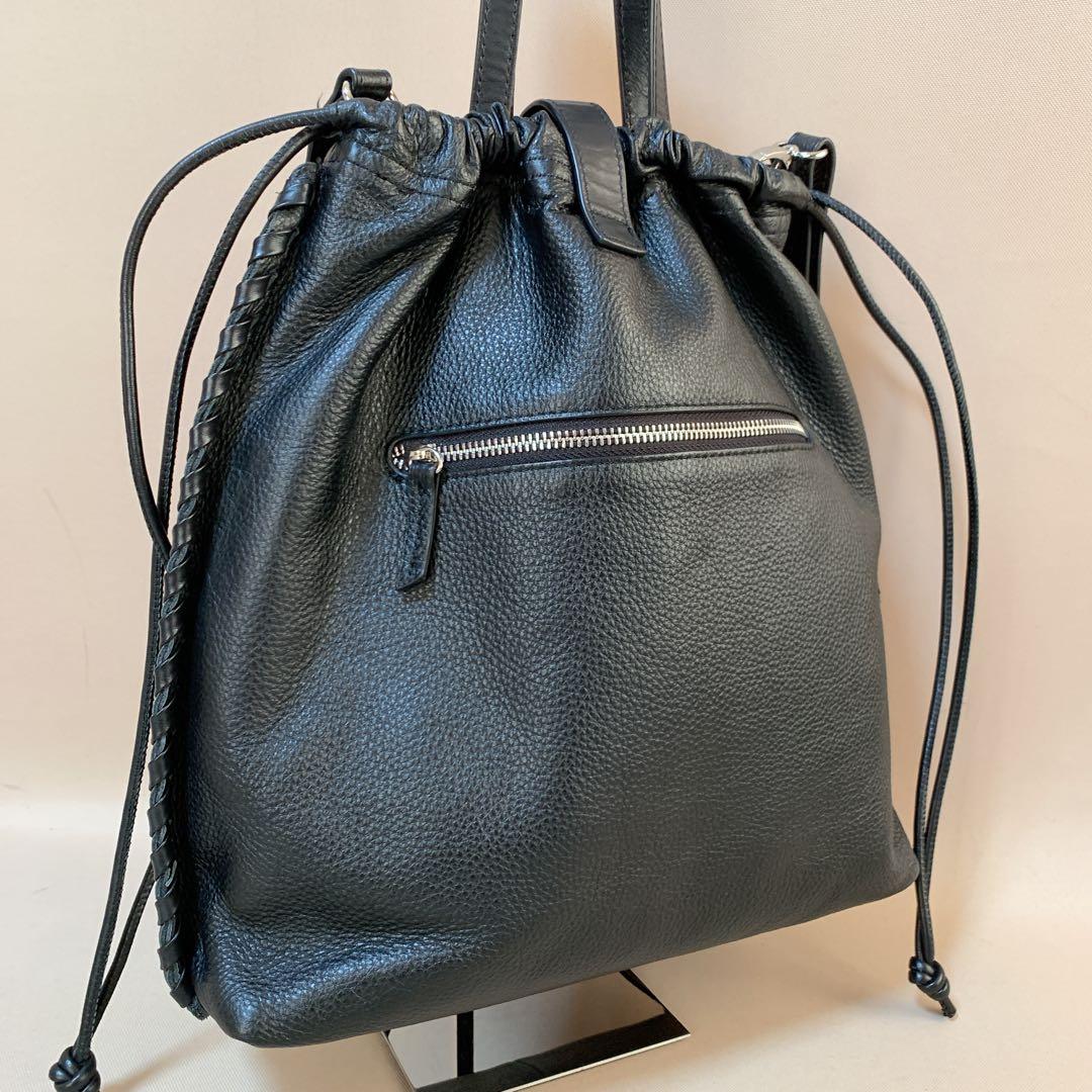 ear PAPILLONNER バックル巾着ショルダーバッグ　Lサイズ 黒