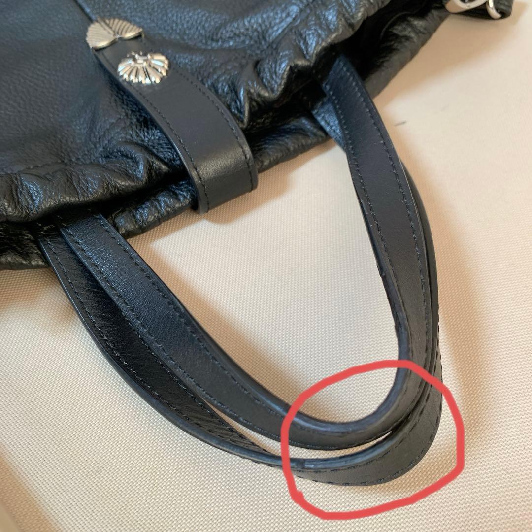 ear PAPILLONNER バックル巾着ショルダーバッグ　Lサイズ 黒