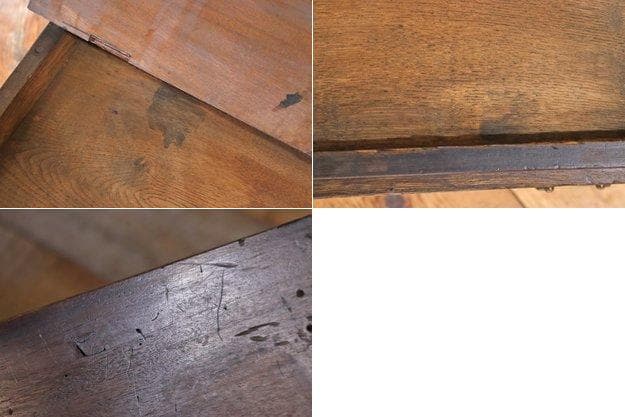 レトロ 文机 ローテーブル 座卓 帳場机 跳ね上げ天板 無垢材 引き出し 2杯