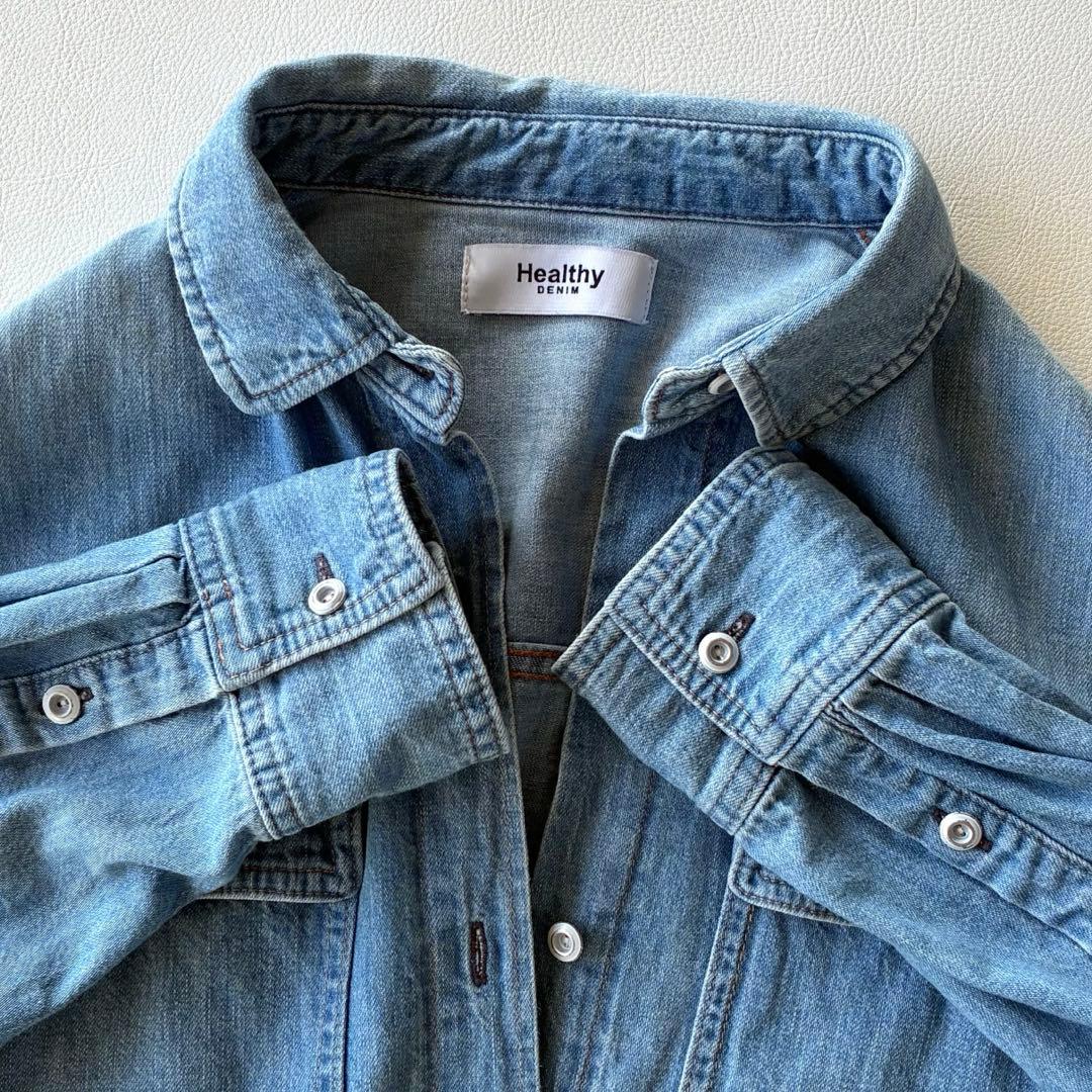 ヘルシーデニム ゆったり可愛い ALMOND デニムオーバーサイズシャツ