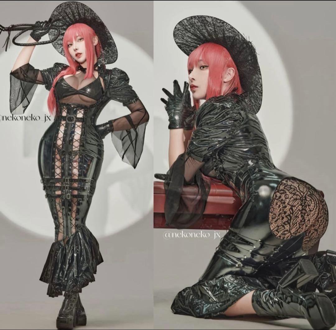 ゴスロリ 伯爵夫人 ゴシックエナメルマーメイドワンピース ブラック【歪萌舍】