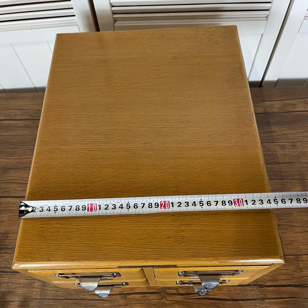 【希少】ヴィンテージ　図書館　カード棚　木製引き出し　ドロワー 4段