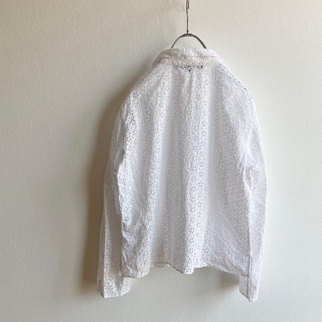 ラルフローレン ブラックレーベル 花柄 レース 開襟シャツ ジャケット 17 白