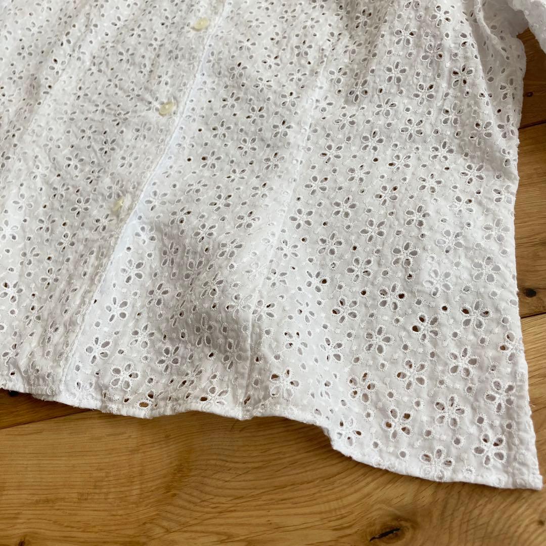 ラルフローレン ブラックレーベル 花柄 レース 開襟シャツ ジャケット 17 白