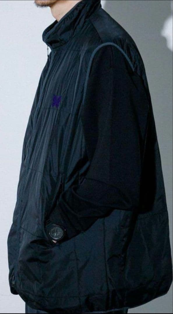 ニードルズ 蝶刺繍 ブラックナイロンジャケット ベスト Mサイズ