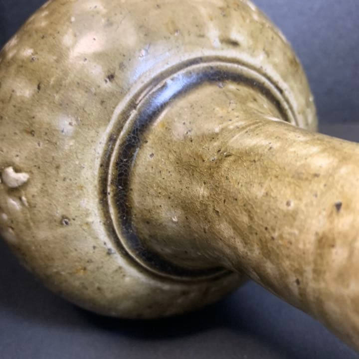 藤岡了一 識　隋代　青瓷長頸瓶　灰釉青磁花瓶(水瓶) 中国　唐物　時代