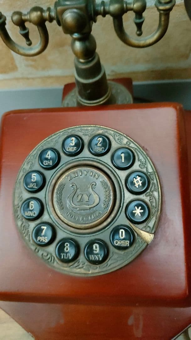 ZHIYIN COLLECTION 木製電話機 アンティーク風