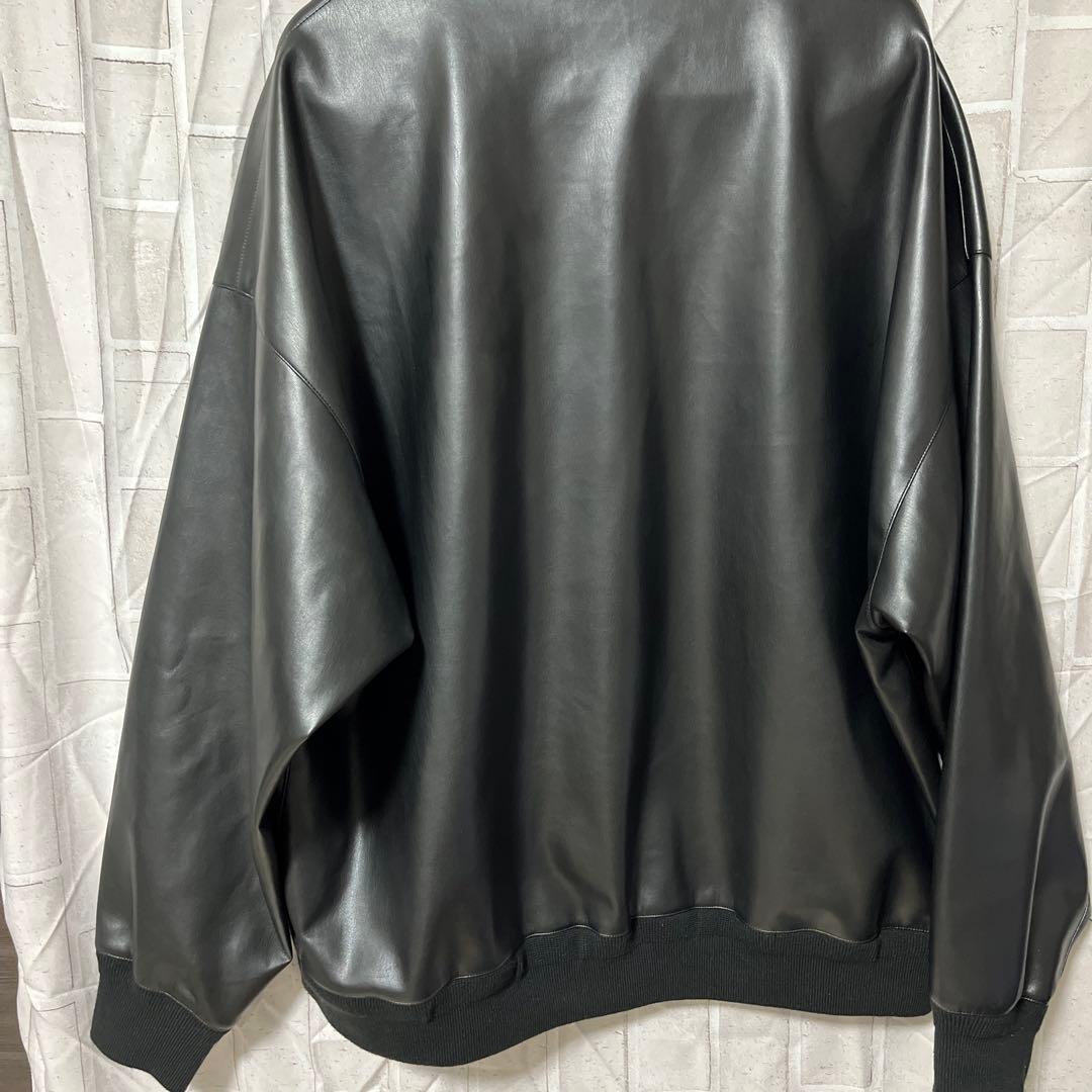 SOFTHYPHEN フェイクレザー トレーナー ブラック XL