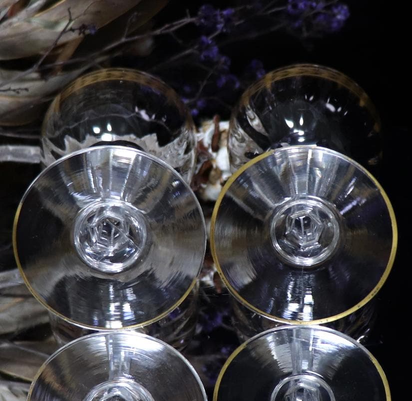 オールド・バカラ 1900年頃 金彩 グラス２客 ゴールド アンティーク