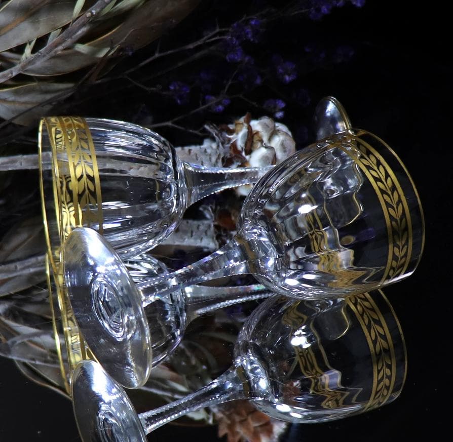 オールド・バカラ 1900年頃 金彩 グラス２客 ゴールド アンティーク