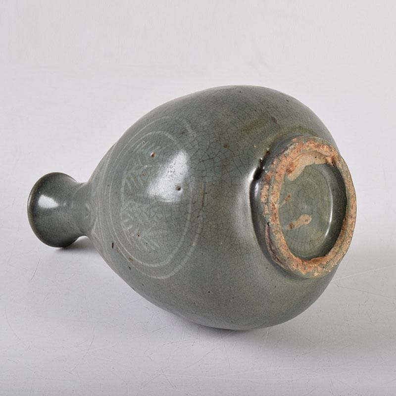 李朝　高麗青磁　象嵌花文　徳利　V　R7994