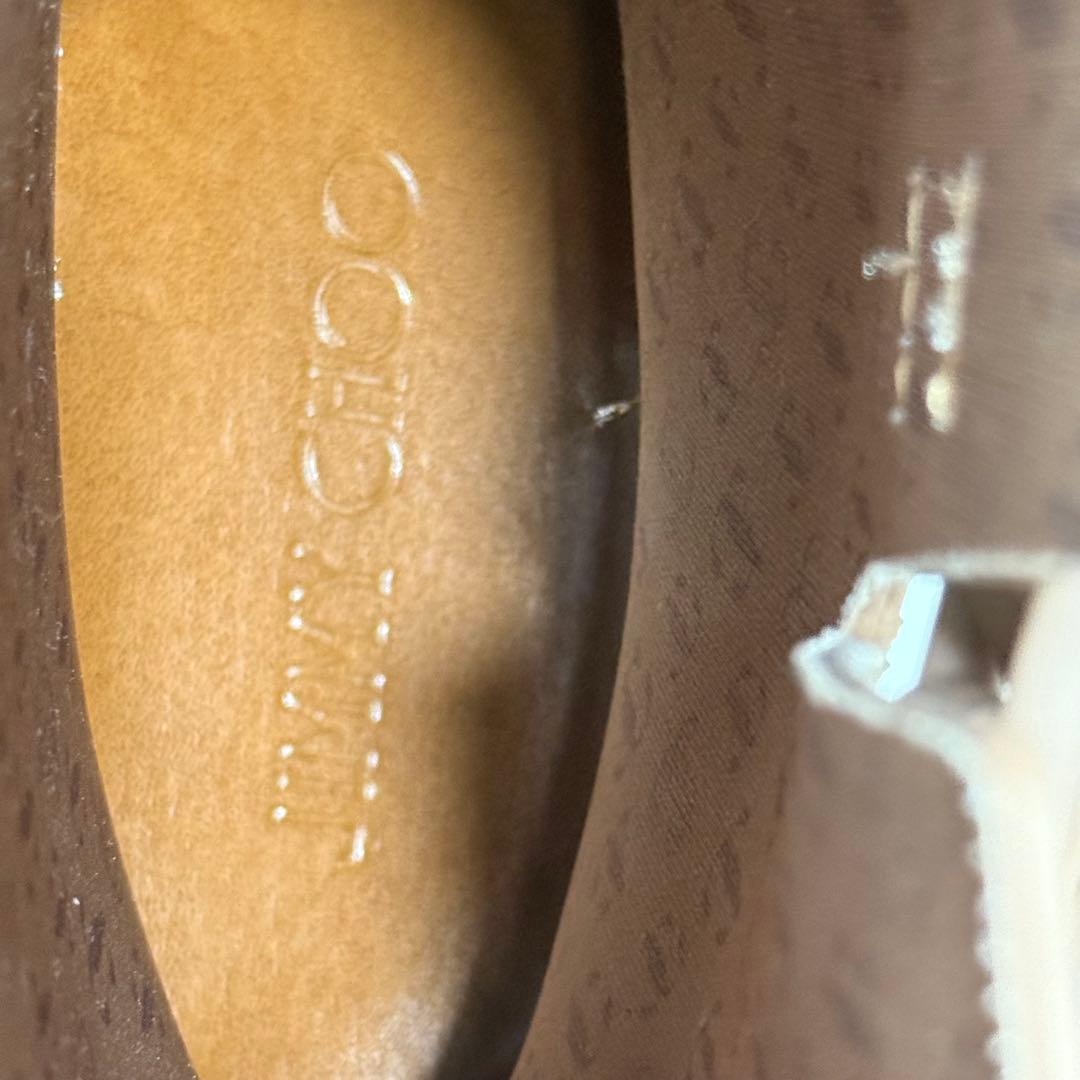 【未使用級】 ジミーチュウ レインブーツ ベルト 36 ベージュ ミドル丈