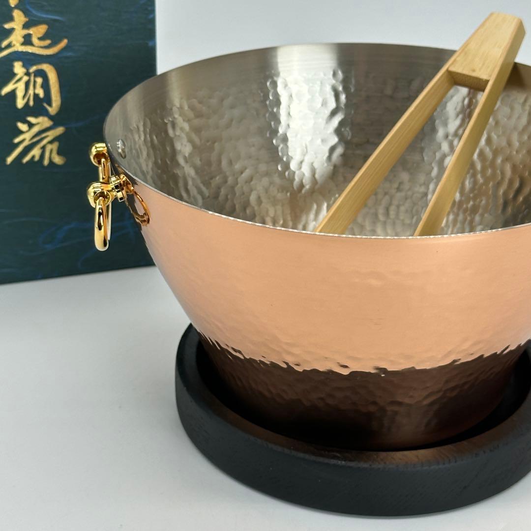新品未使用 純銅 氷入れ アイスペール トング 木台付 酒器 ワインクーラー
