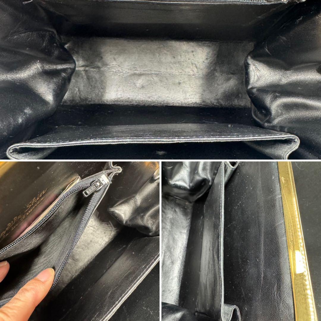 週末セール‼️フランス　アンティーク　総クロコダイル黒色バック。長期保存、現状