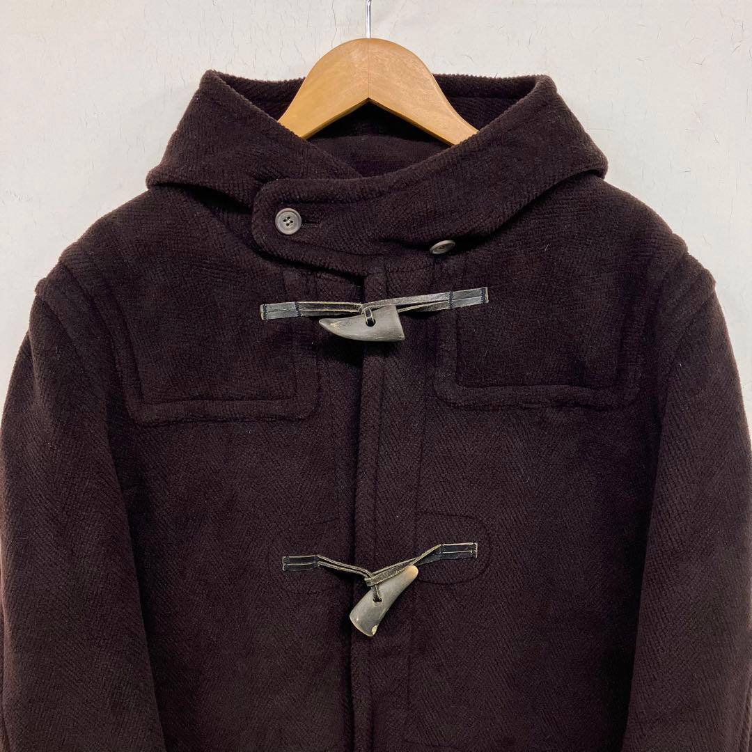 80s ロングダッフルコート イングランド製 ブラウン フード VINTAGE