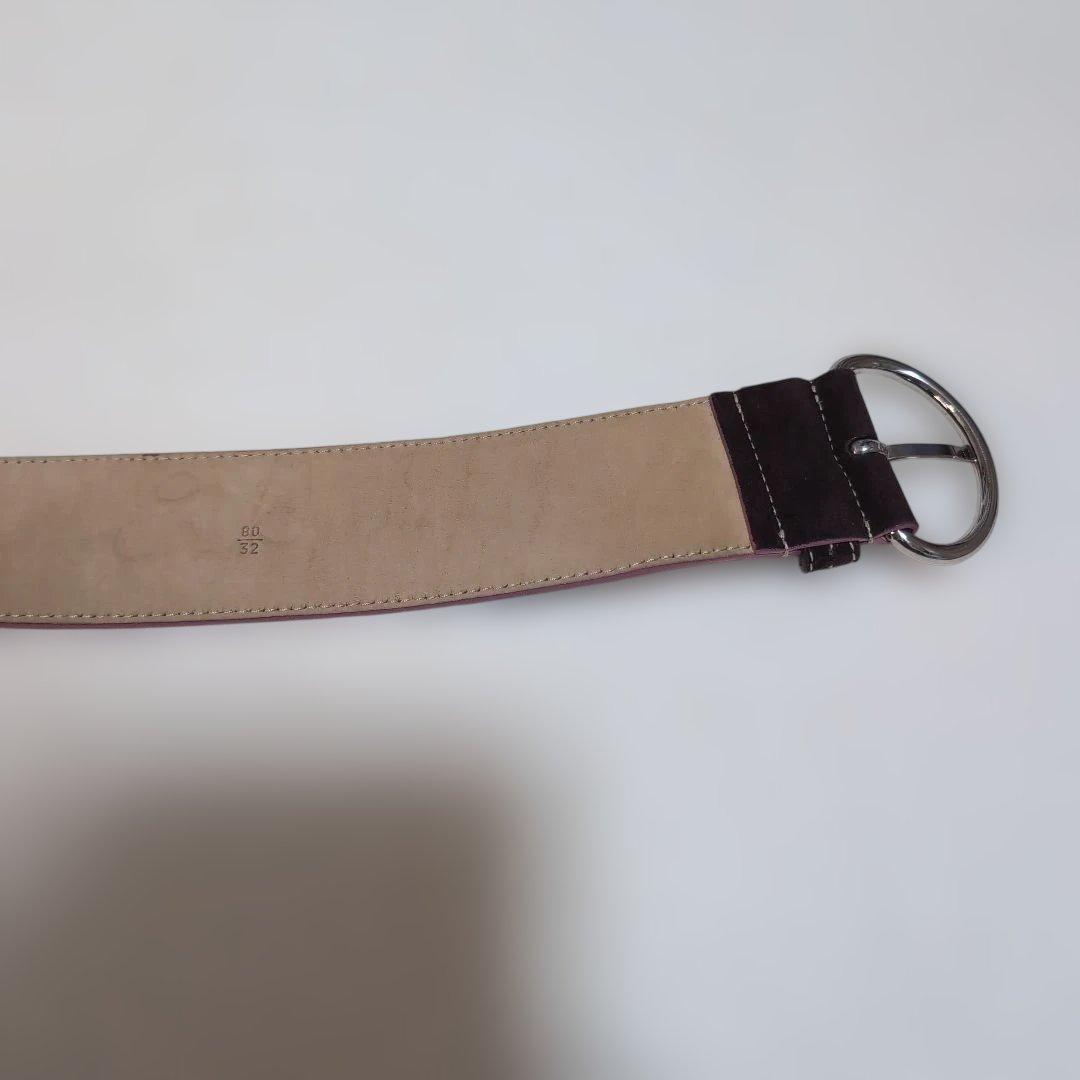 希少美品 PRADAラウンドシェイプ スエード/レザー レディースデザインベルト