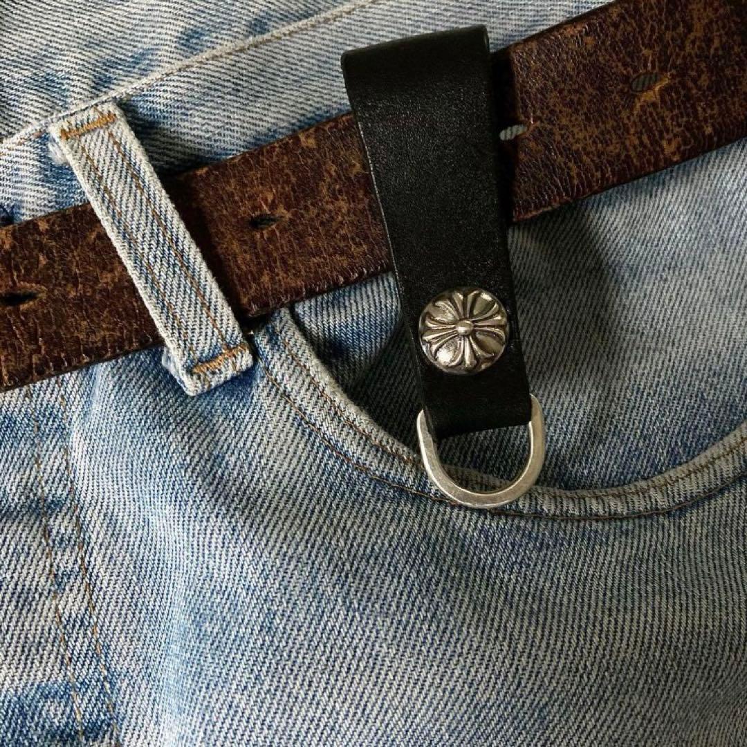 クロスボール シルバー925 ベルトループレザー Dカン ハンドメイド