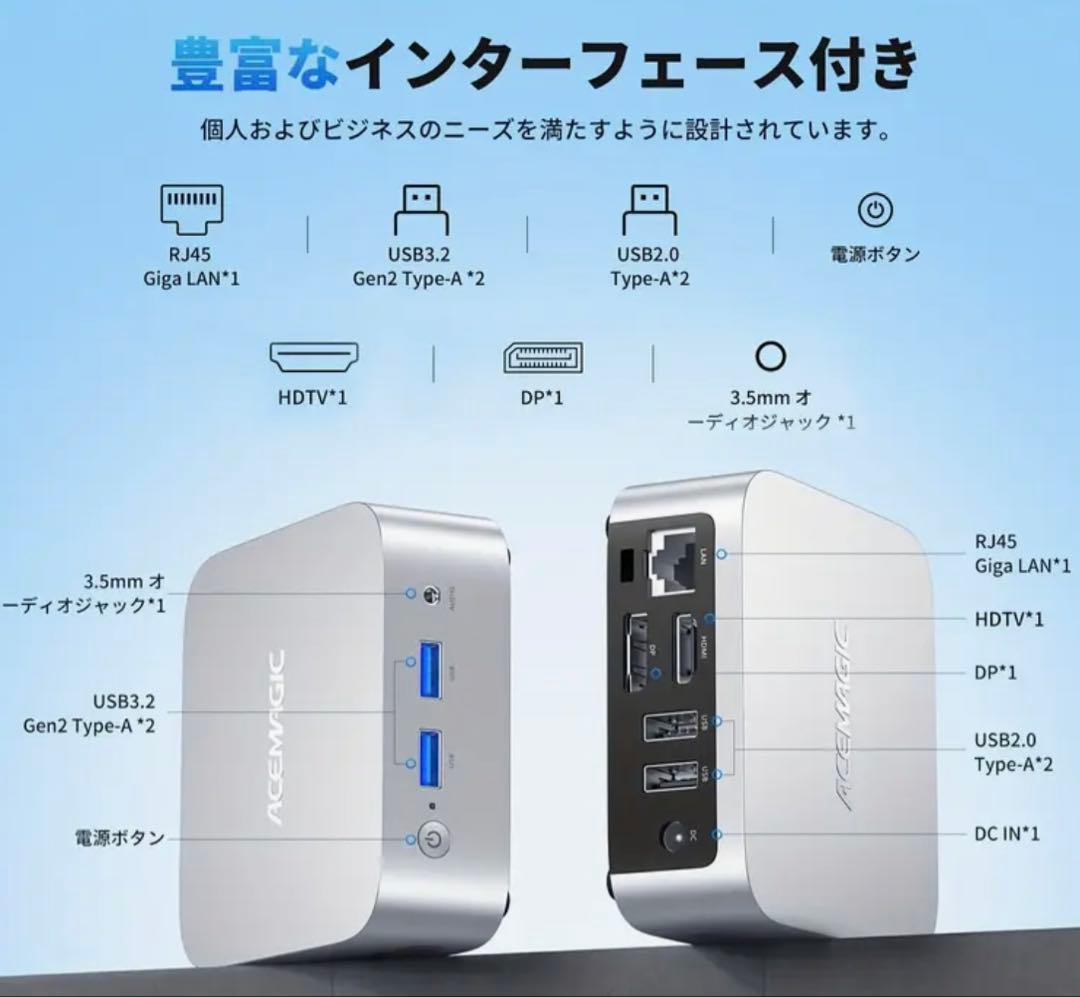 【新品】ACEMAGIC Vista Mini V1 N150 ミニPC 黒