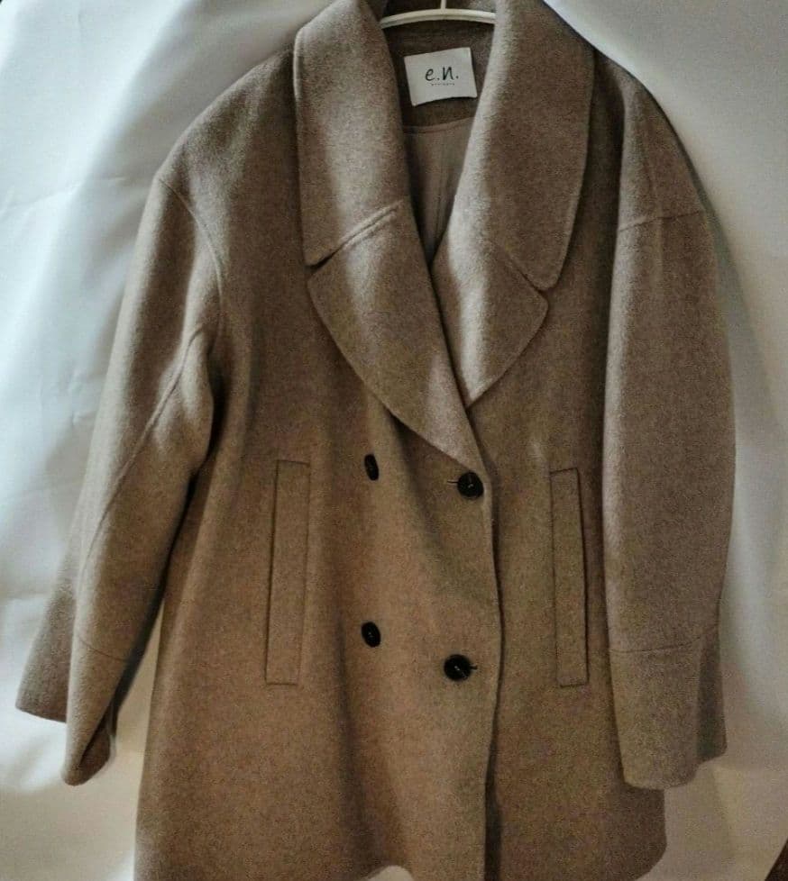 美品 evernavy エバーネイビー ウールリバー Pコート