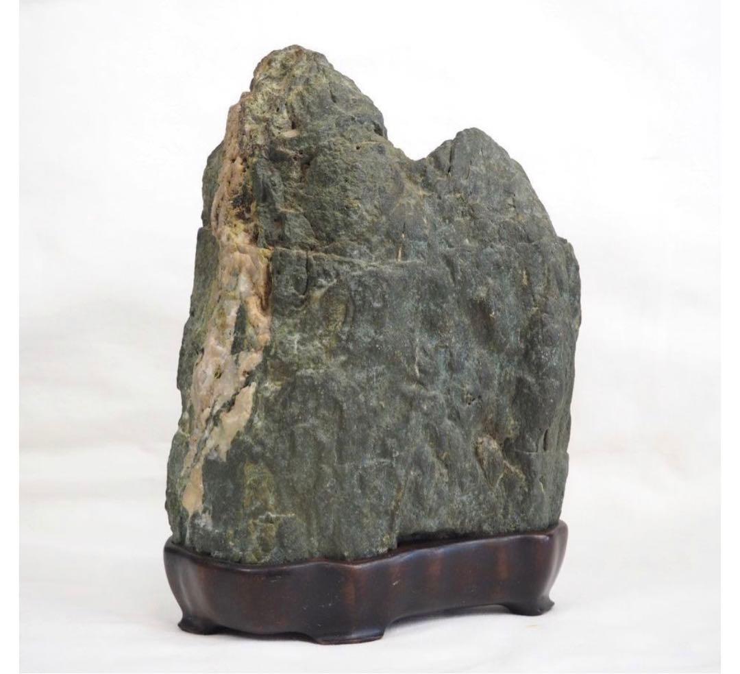 送料無料　水石愛好家蔵品放出　滝ある安部川石★大珍品★天然石・遠山石　唐木台座