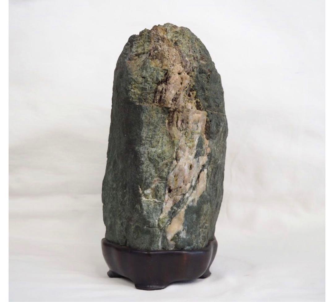 送料無料　水石愛好家蔵品放出　滝ある安部川石★大珍品★天然石・遠山石　唐木台座