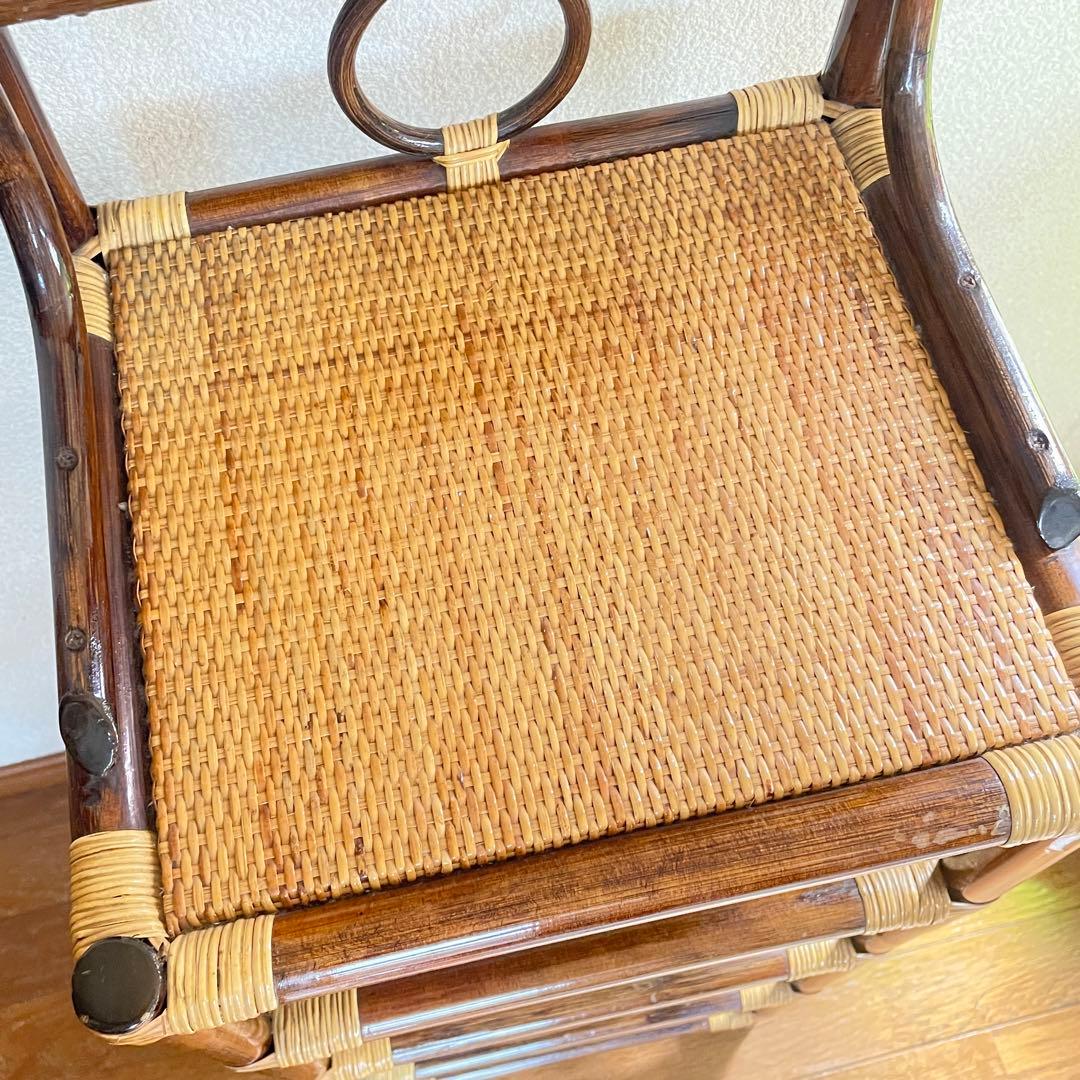 【ラタン ミラー付きラック】ヴィンテージ 収納棚 ドレッサー レトロ 籐