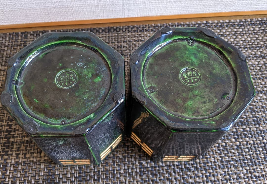 骨董、お茶道具、茶道具、八掛火入一対、弘入