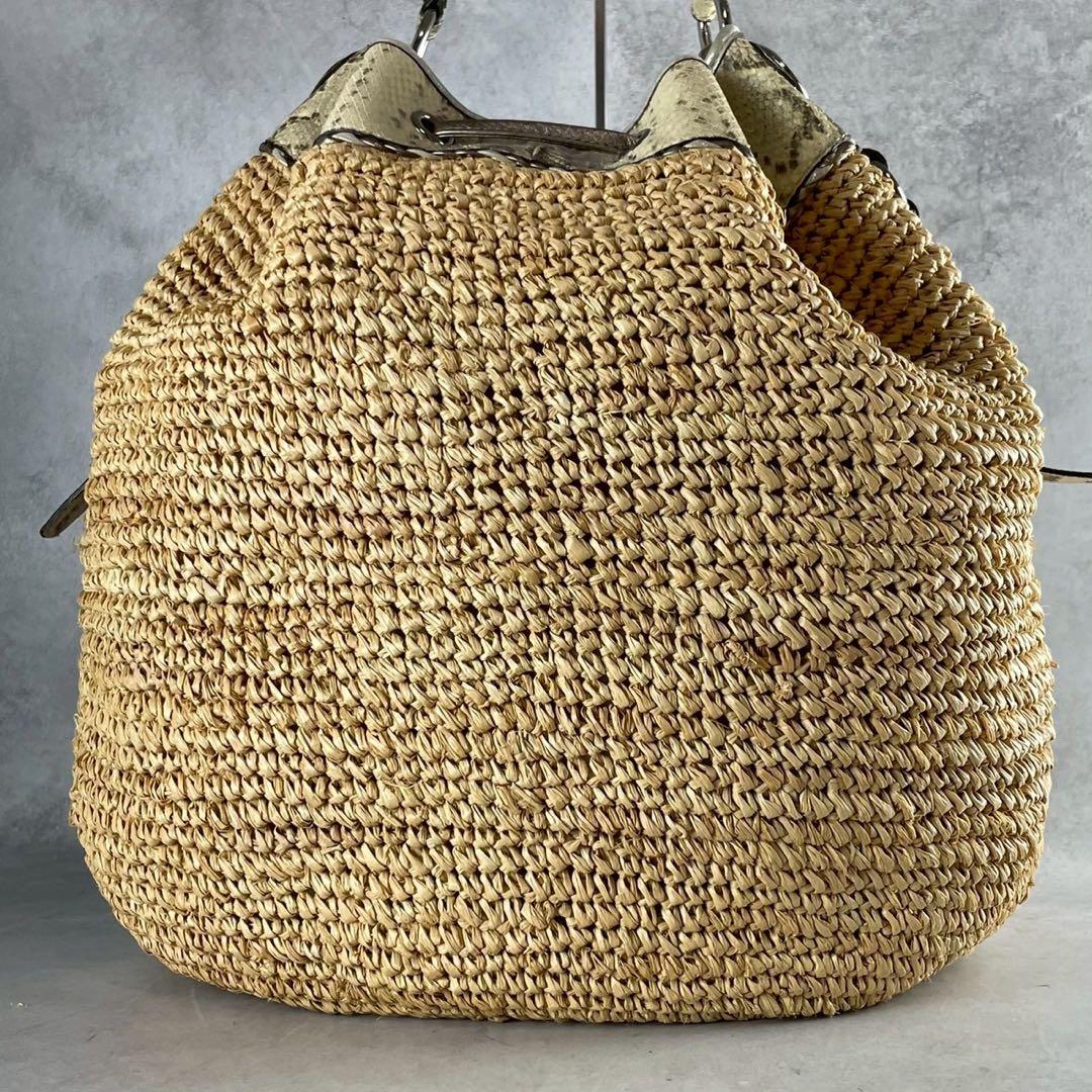 ✨稀少✨美品✨コーチ　カゴバッグ　肩かけ　巾着型　パイソン　大容量