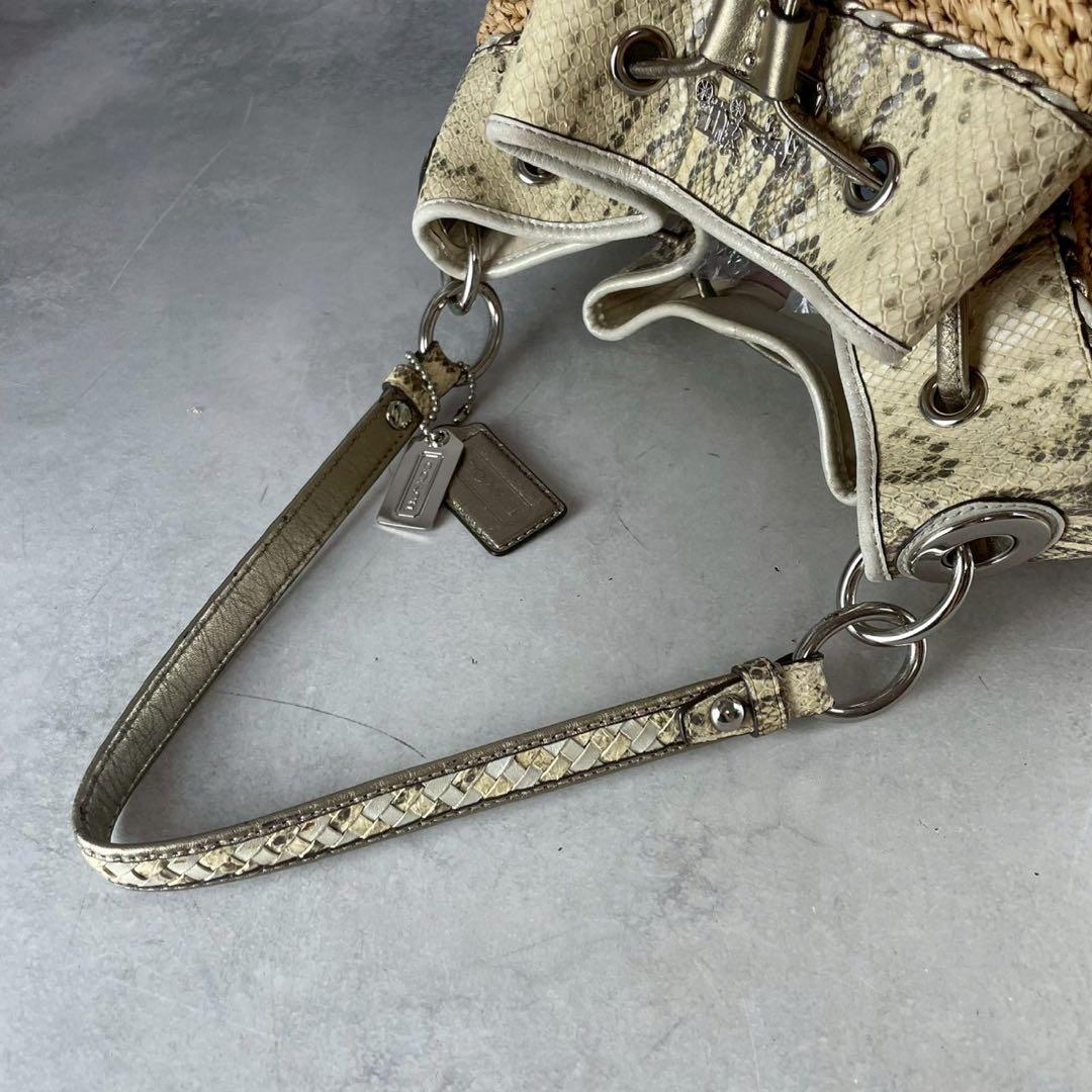 ✨稀少✨美品✨コーチ　カゴバッグ　肩かけ　巾着型　パイソン　大容量