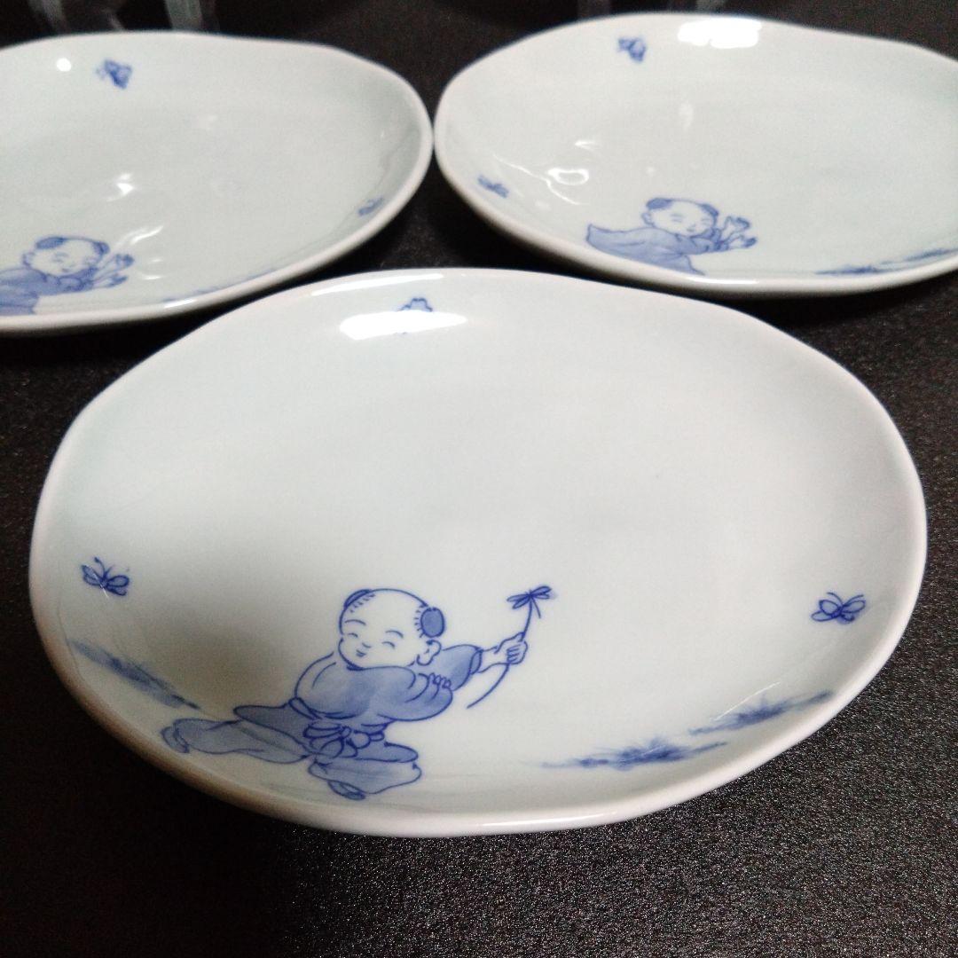 未使用 三川内焼 宝珠窯 唐子 銘々皿5枚　お祝い