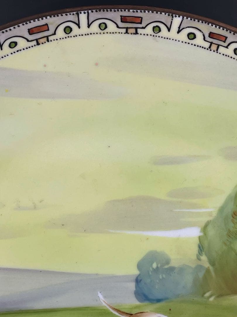 【希少】オールドノリタケ 約２５．５㎝ 手描き 猟犬図 プレート 皿